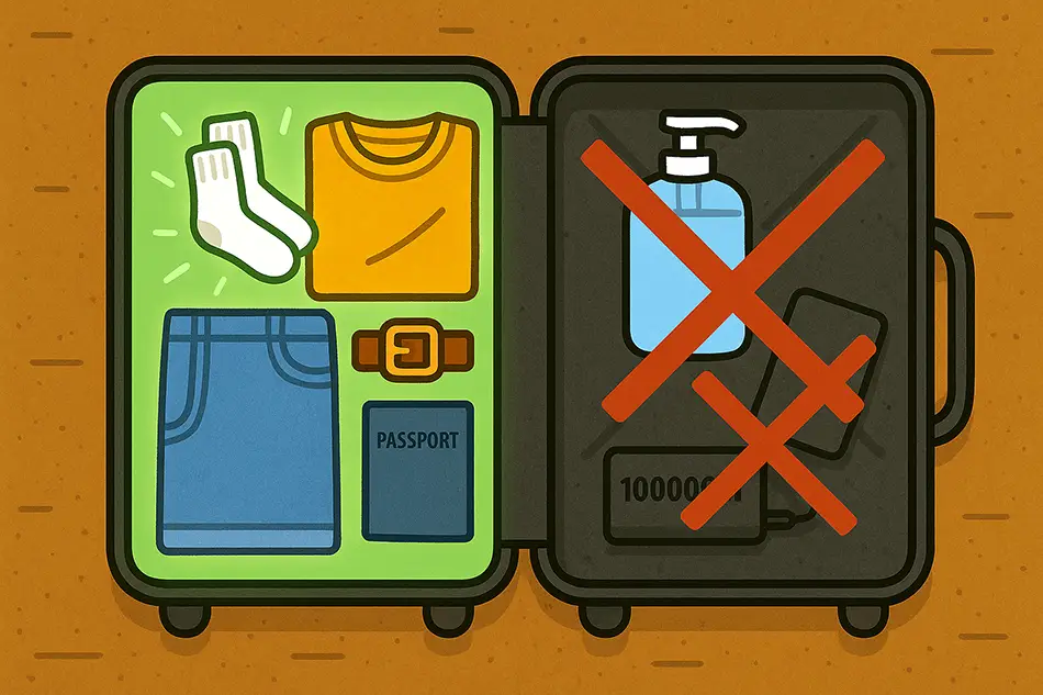 Carry-on suitcase with forbidden items