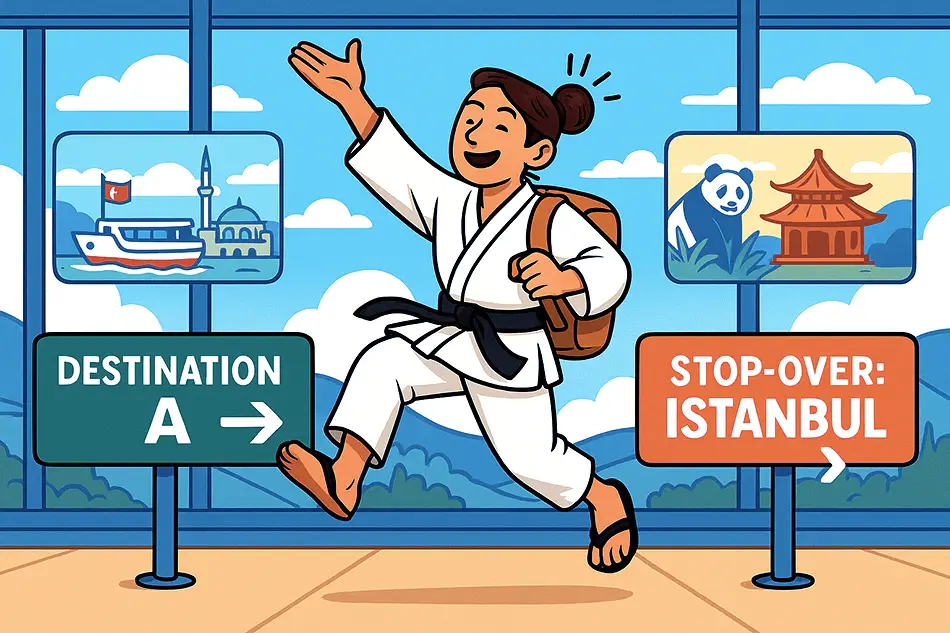 Traveler turning layover into travel experience