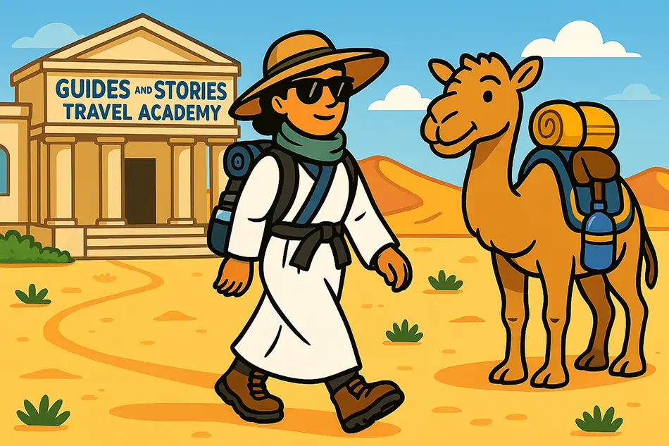 A traveler improving his style after reading travel packing guide