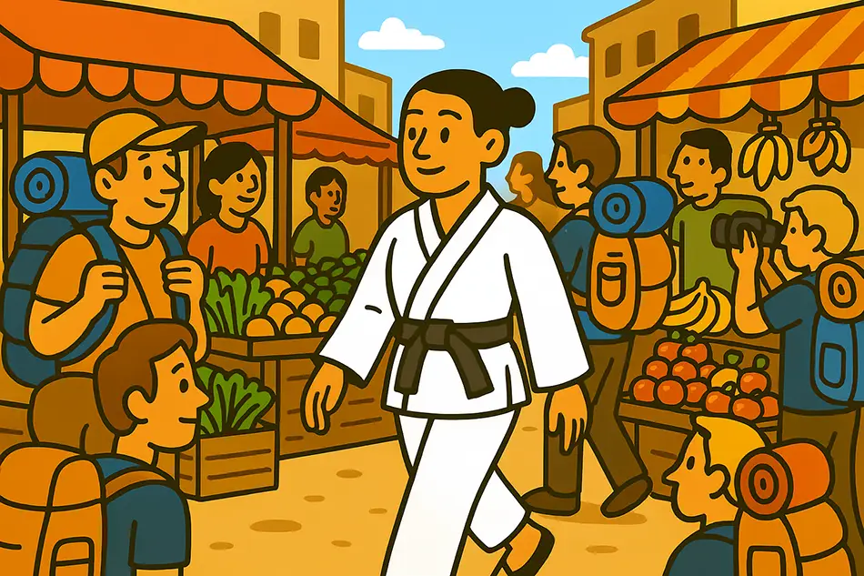 Traveler blending in confidently with locals