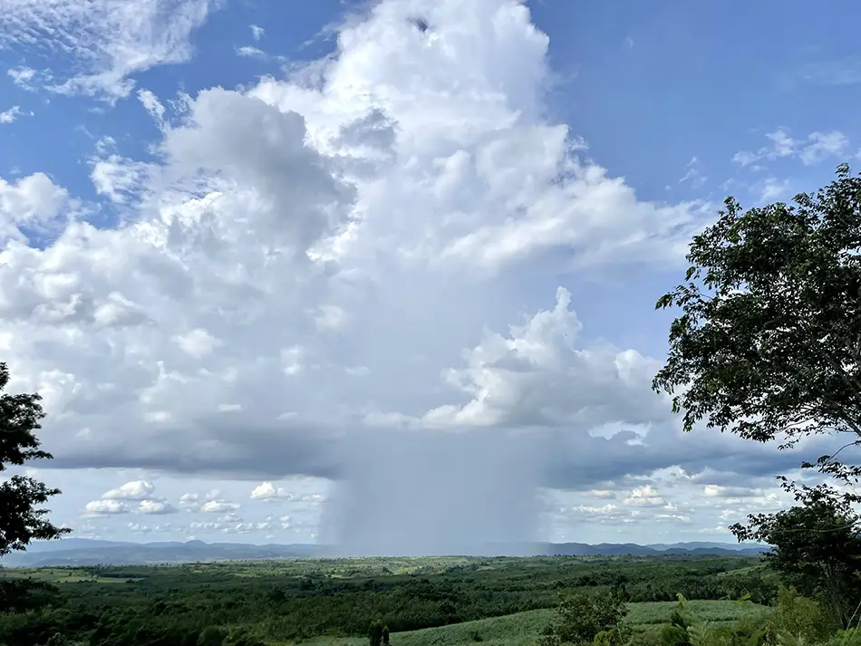 Summer rain cloud over the Central Highlands in July — showing the unpredictable weather in Vietnam's wet season
