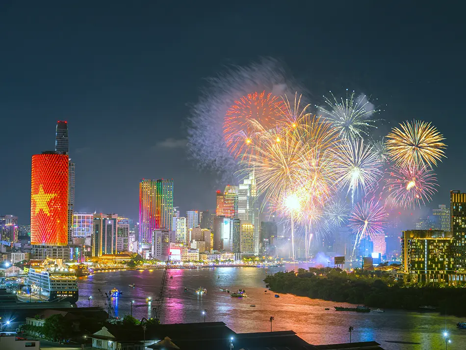 Fireworks over Saigon during Lunar New Year (Tet) — the worst and best time to visit Vietnam all at once