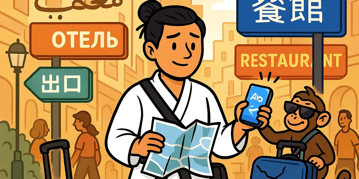 Calm traveler facing common travel problems