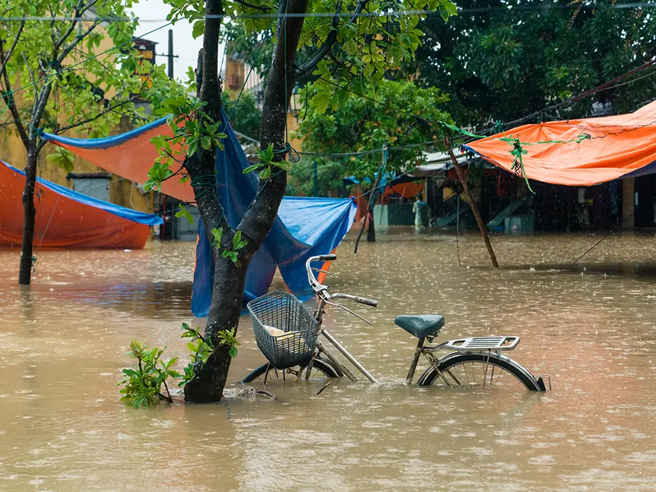 Heavy flooding in Hoi An during the rainy season in September — highlighting the worst time to visit central Vietnam