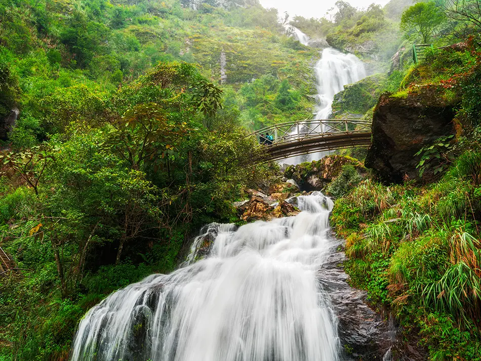 Tall silver stream of Tac Ba Waterfall, a stunning natural wonder in Northern Vietnam