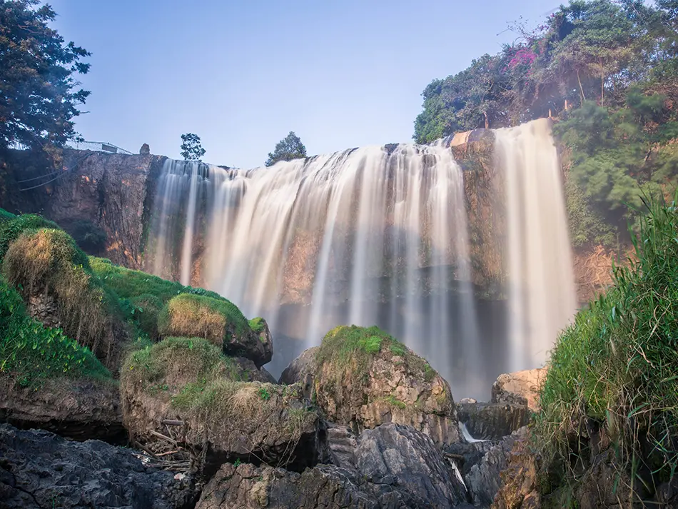 Elephant Falls thundering over a rocky cliff near Da Lat, one of the most powerful waterfalls in Vietnam