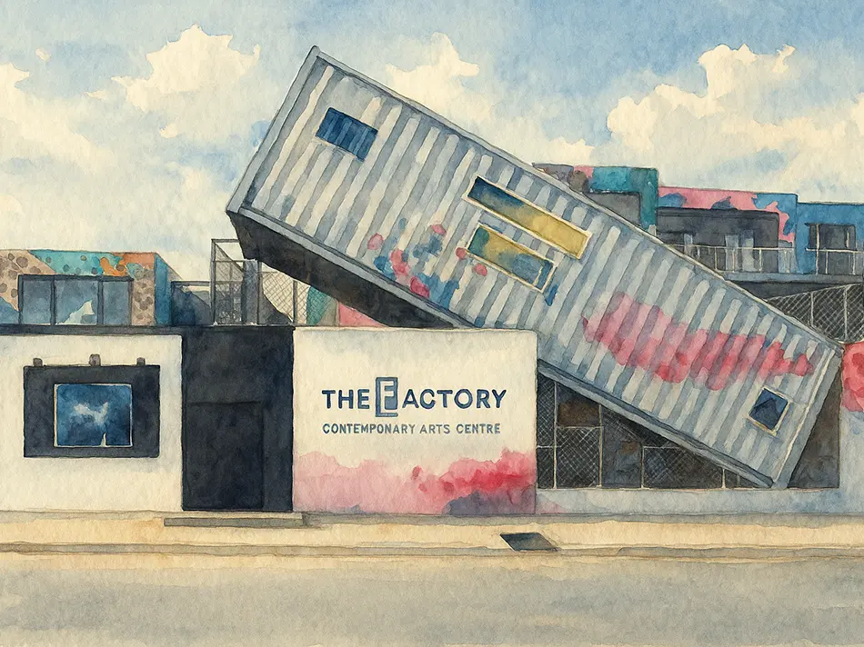 Colorful facade of The Factory Contemporary Arts Centre in Saigon, a vibrant hub for modern art and creative expression.