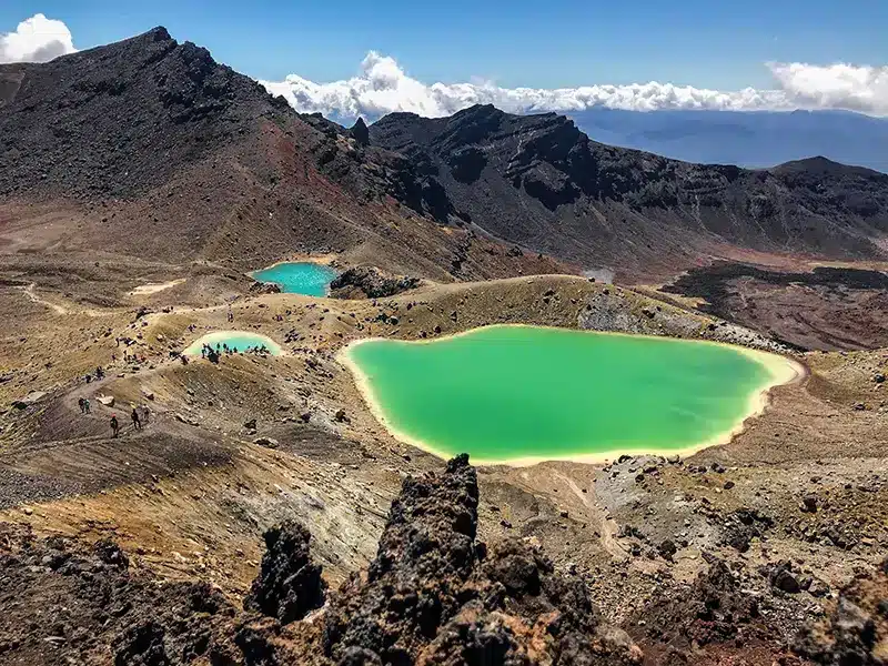 Mountain lake seen from a high-altitude trail