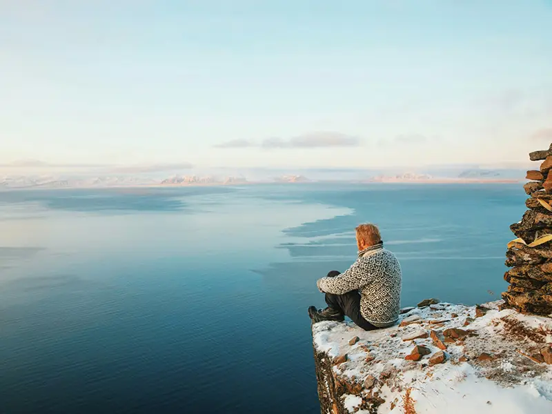 Arctic sea view near Svalbard coastline, a remote freezing summer location