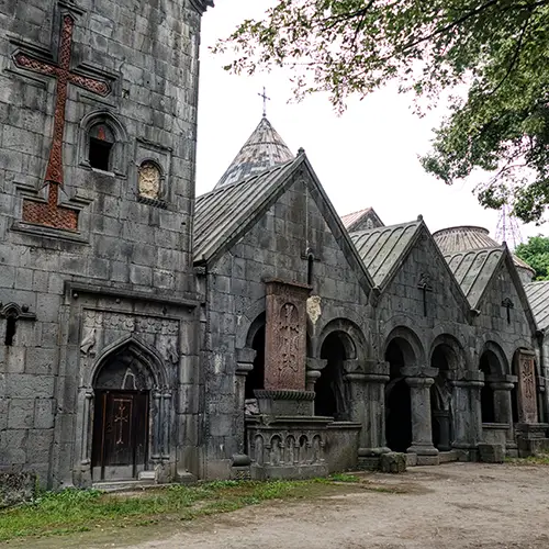 Sanahin Monastery with khachkars and arches, a UNESCO World Heritage Site in northern Armenia