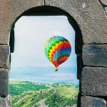 Hot Air Ballon flying over Armenian landscapes