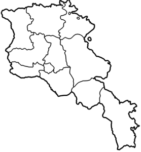 Map of Armenia with administrative regions