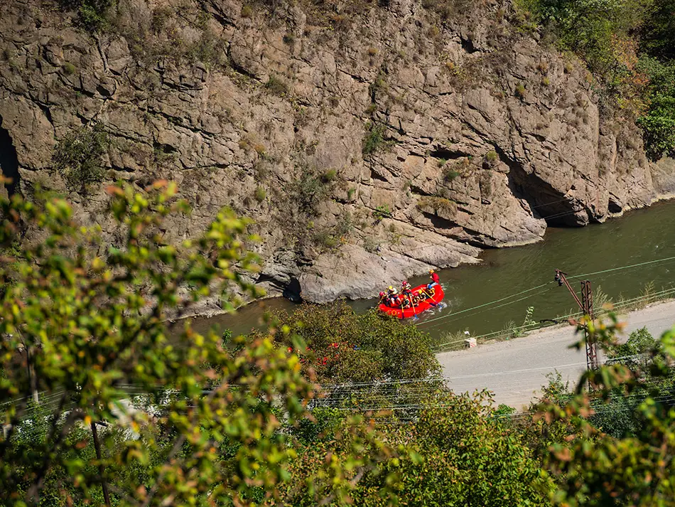 Group rafting down the Debed River in Armenia