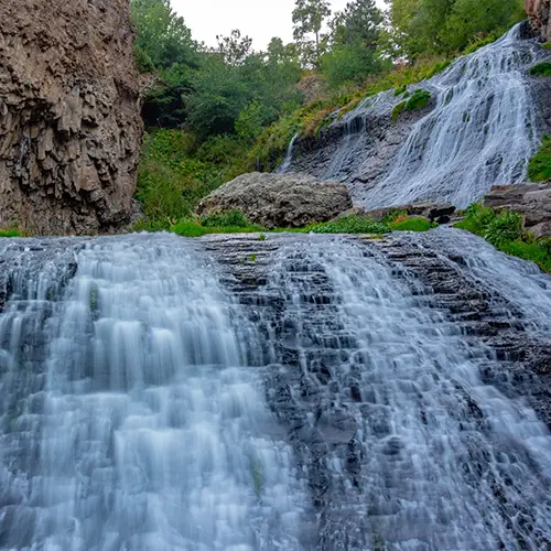 Cascading waters of Jermuk Waterfall, a must-see natural wonder in southern Armenia