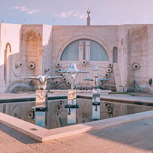 Modern art sculptures and fountain inside Yerevan Cascade