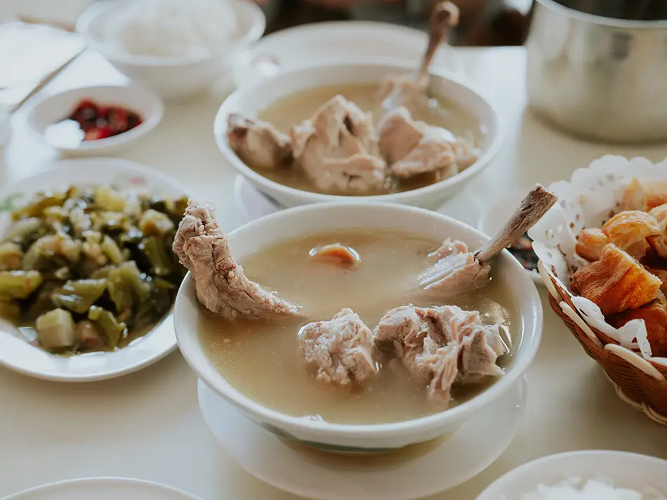Bak kut teh - pork rib soup with herbs, representing traditional Malaysian dishes heritage.