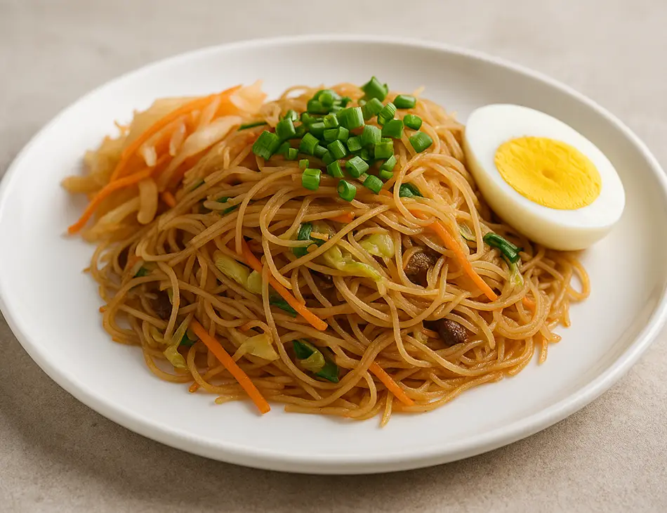 Mee Kola, vegetarian rice noodle salad from Pailin, a colorful Cambodian street food dish