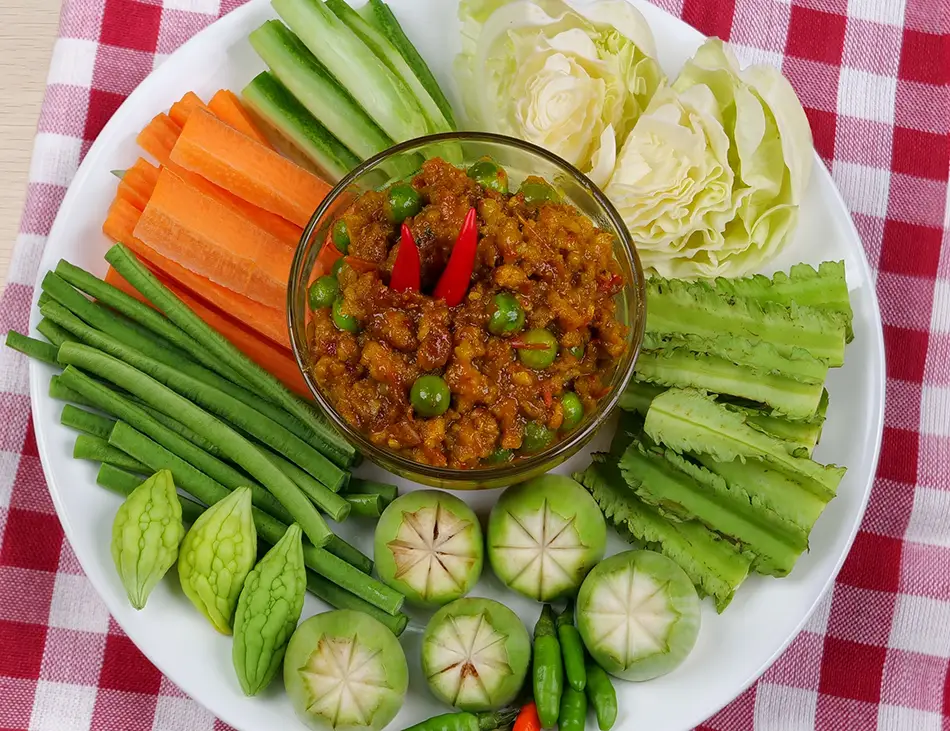 Prahok K’tis, Cambodian pork and fish dip made with coconut milk and prahok, a creamy traditional dish featured in the best food in Cambodia