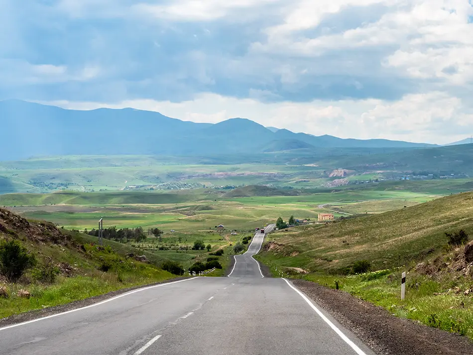 Open road across Syunik mountains.