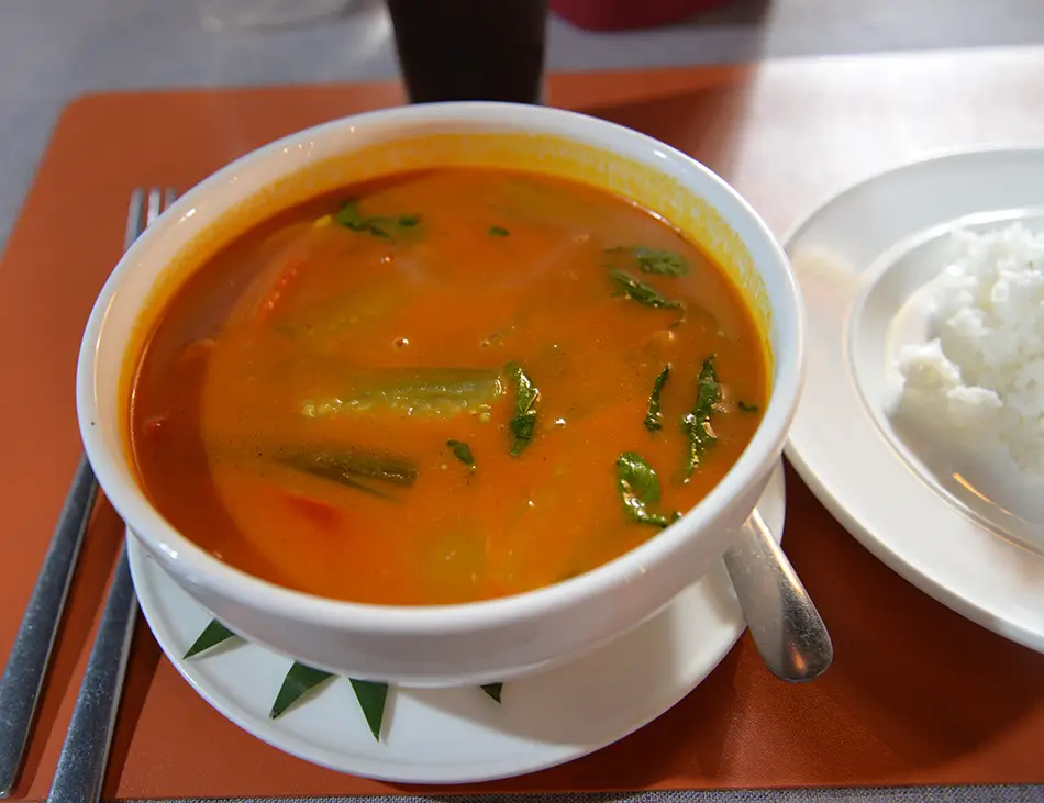 Samlor Kari, Cambodian coconut chicken curry with sweet potatoes, a milder red curry from Cambodia