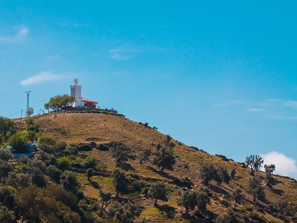 Trail to the Spanish Mosque offers open hillside views over the Rif mountains.