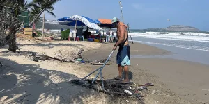 Kite surfing school doing clean-up in muine, vietnam
