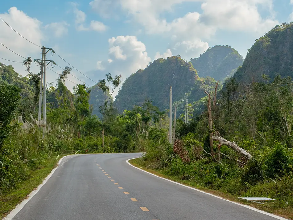 Road through limestone hills