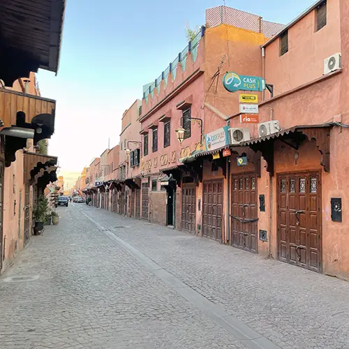 Residential part of the Marrakesh medina with hotels nearby