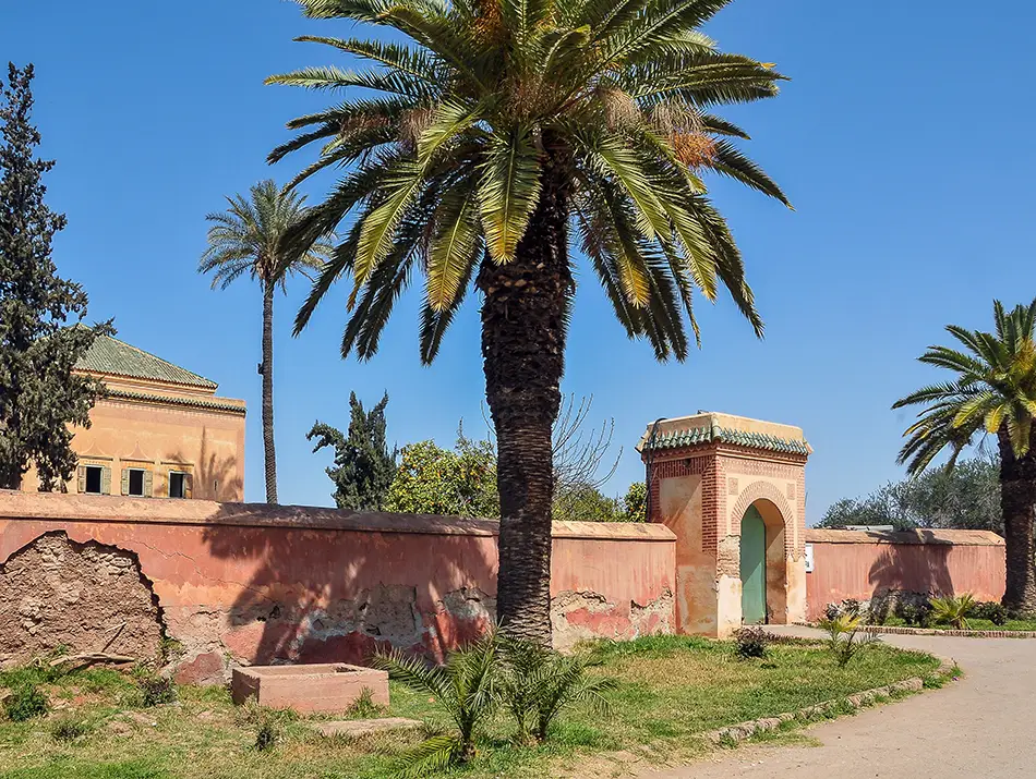 Menara Gardens entrance with palm trees – one of the best things to do in Marrakesh