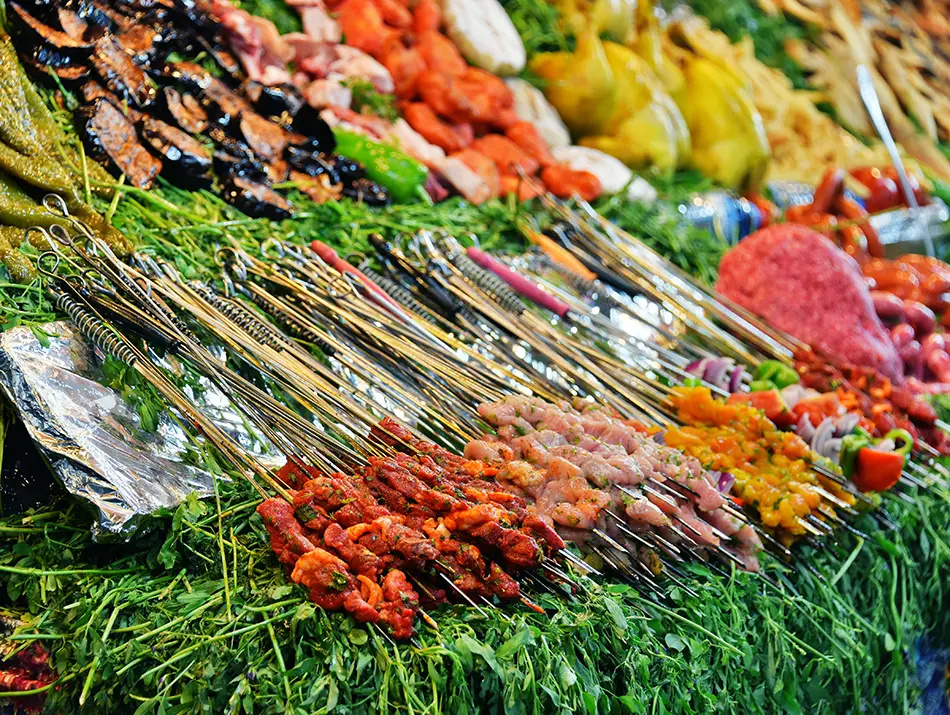 Street food stalls inviting visitors to explore the flavors of Marrakesh