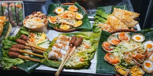Best vietnamese street food flat lay