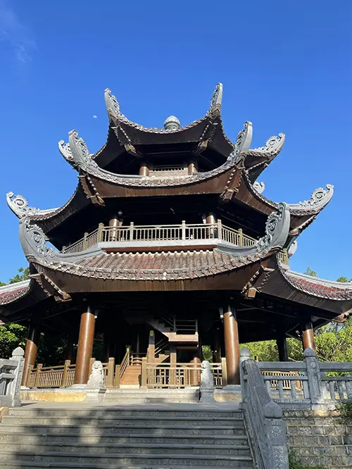 Large temple hall with layered roofs