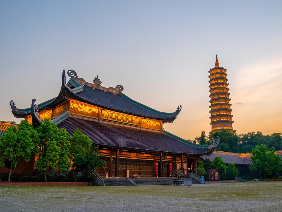 Vast Buddhist temple complex representing top attractions in Ninh Binh.