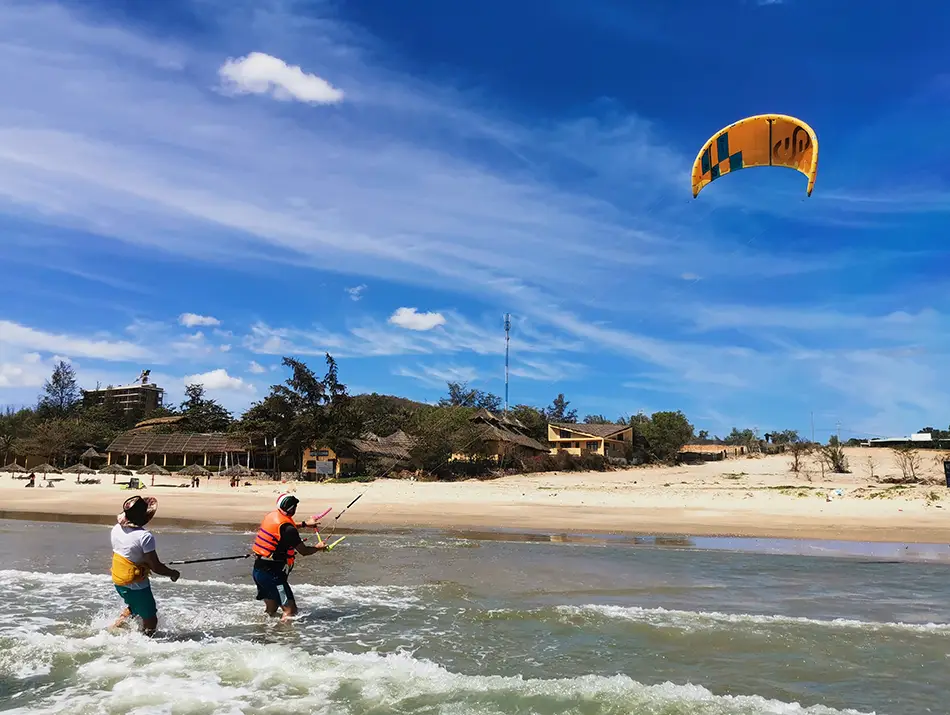A student learning kitesurfing - the best tourist activity in Muine