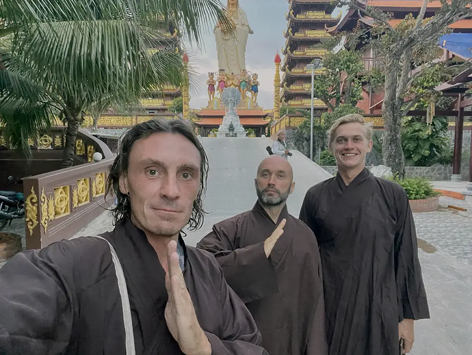 Three tourists visiting Mui Ne pagoda as one of the off the beaten path attractions