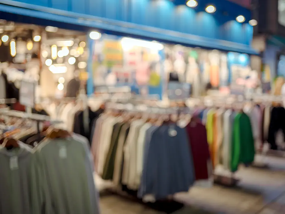 Clothing racks in a bright indoor boutique, a new shopping destinations streetwear stop.