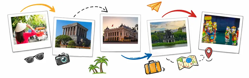 Polaroid images of best things to do in Hanoi