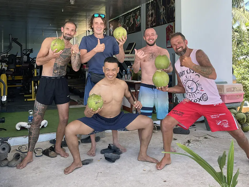 A group of travelers attending a Muay Thai training in Mui Ne