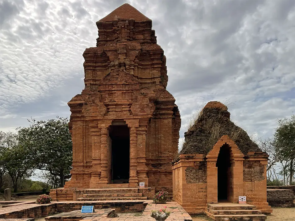 Brick Cham tower complex above the coastal hills near Mui Ne, Vietnam.