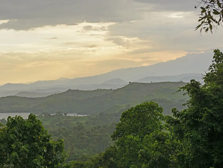 Layered mountain ridges at dawn, a quiet viewpoint on a day hike.