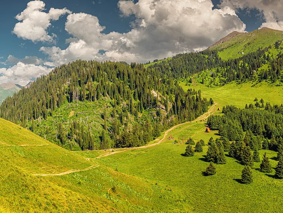 Green ridgelines in the Tien Shan, an underrated hiking destination for summer treks.