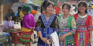 Traditional ethnic groups in colorful dress during celebrations marking the Vietnam holiday calendar.