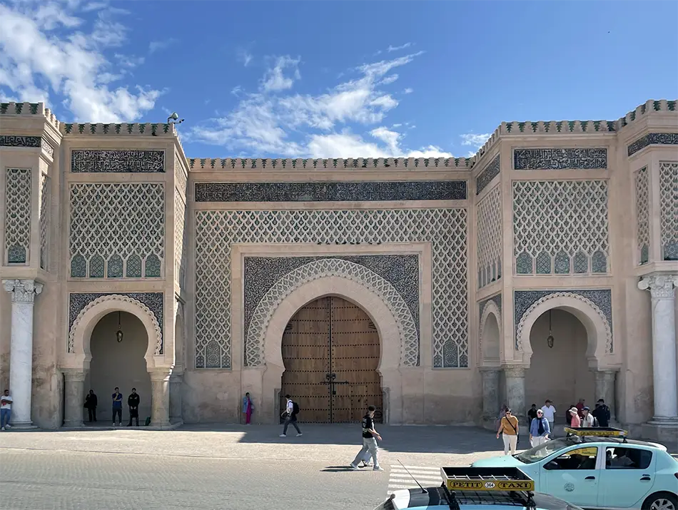 Bab El Mansour gate in Meknes facing the main square, one of the top attractions in Meknes.