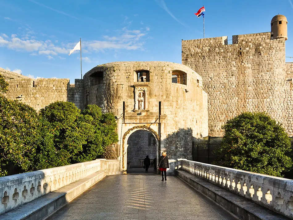 Stone city gate in Dubrovnik, a movie filming locations to visit.