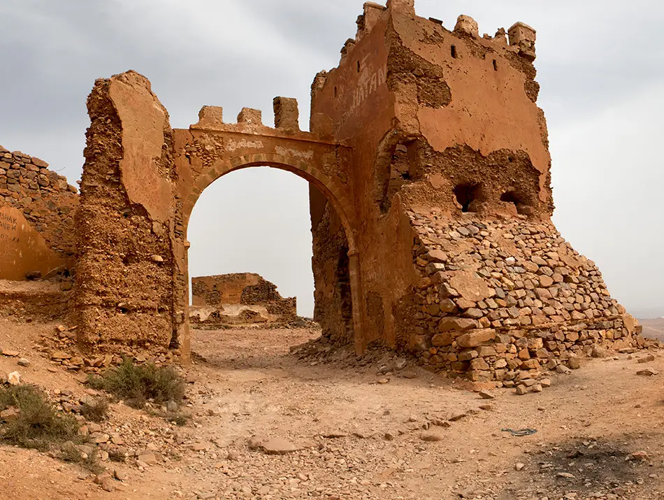 Ancient ruins of Fort Tidli stand as a top attraction in Mirleft overlooking the rugged landscape.