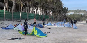 Launching zones at a kite station for kitesurfing lessons in Mui Ne.