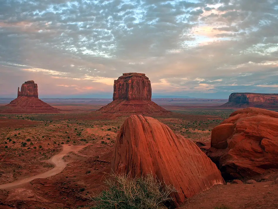 Panoramic view of the Mittens in Monument Valley, USA, ideal for Set Jetting.