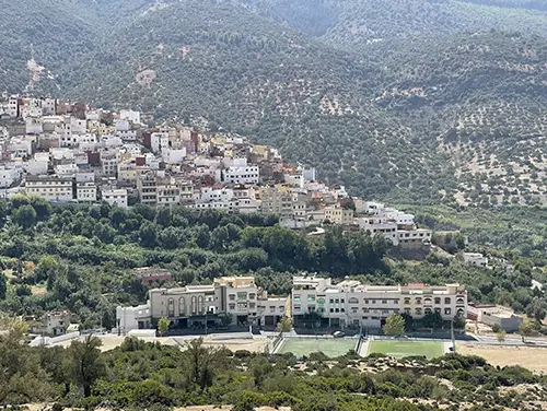 Hilltop town of Moulay Idriss viewed from above