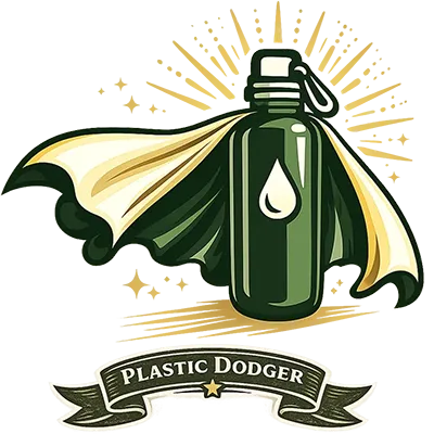 Eco travel challenge badge with a reusable water bottle and refilling symbol, representing reducing plastic waste while traveling in Vietnam.