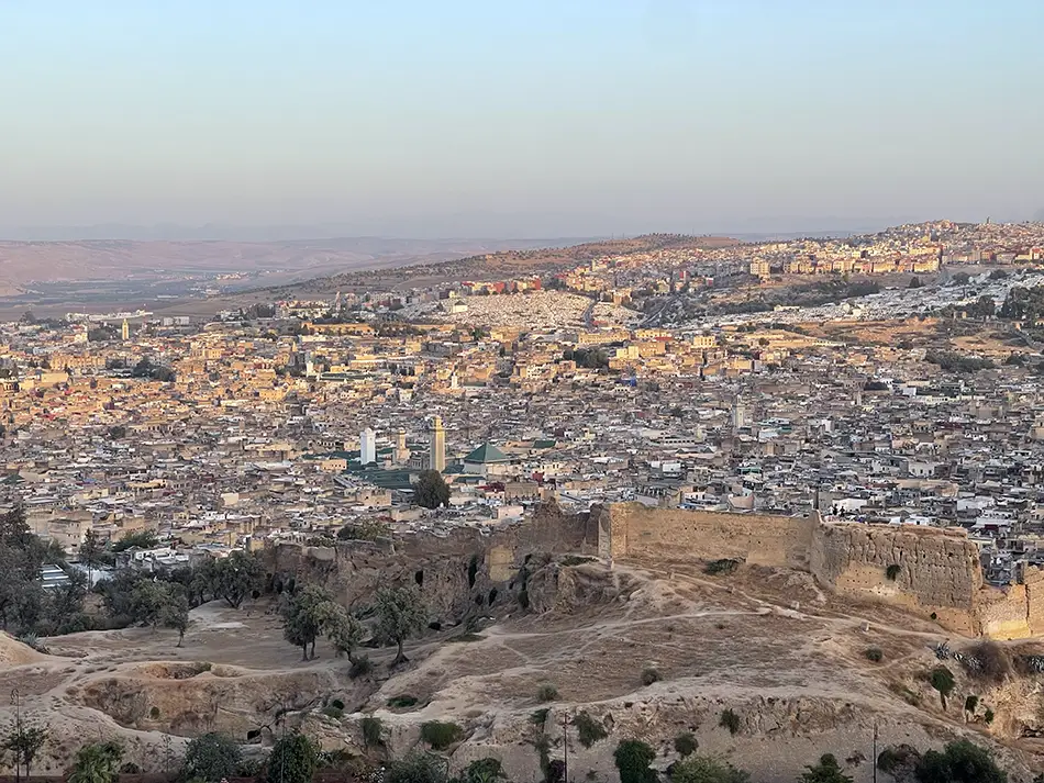 Sunset view from Marinid Tombs, one of the Top things to see in Fes.
